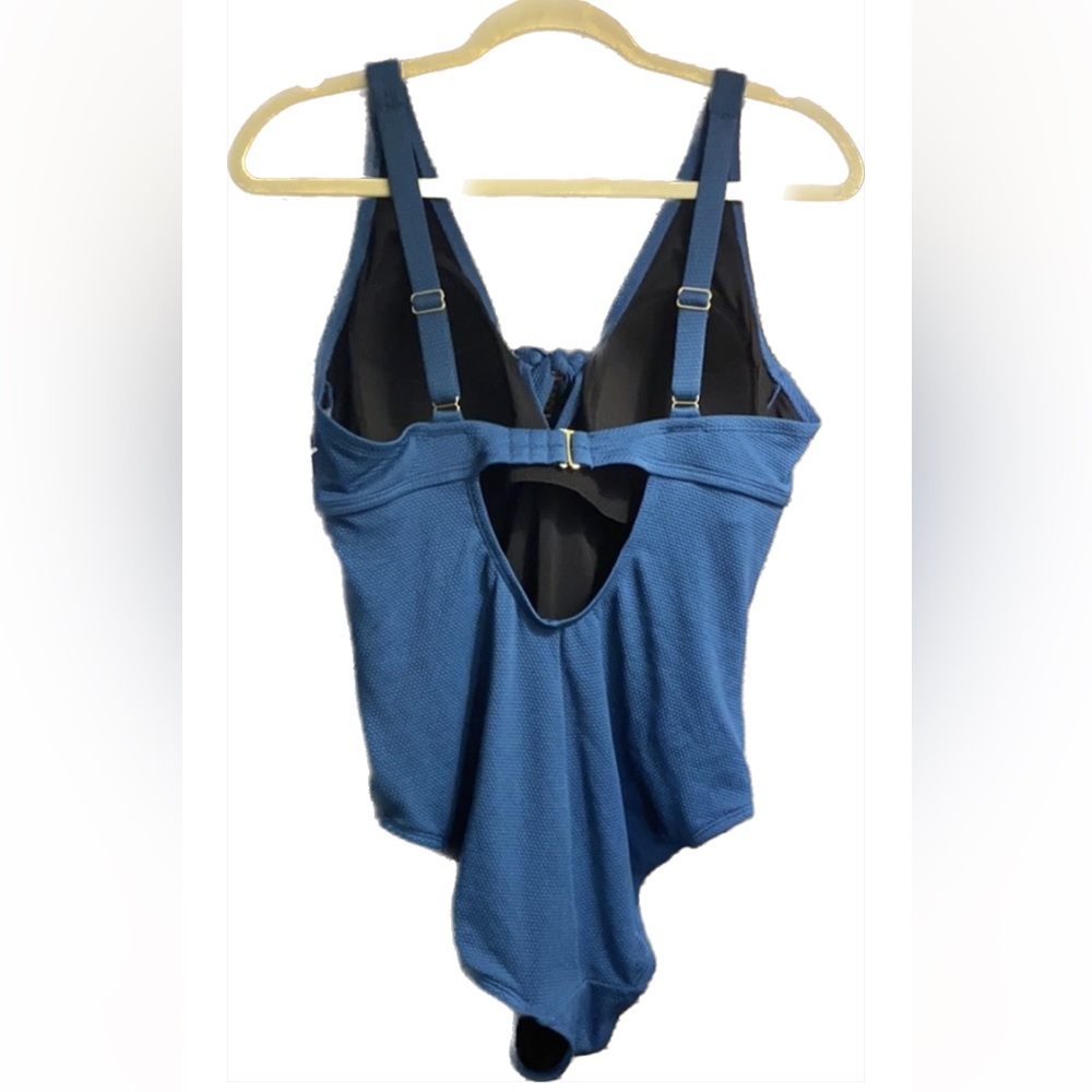 Kona Sol Blue Full Bathing Suit Size 14W - Picture 2 of 11